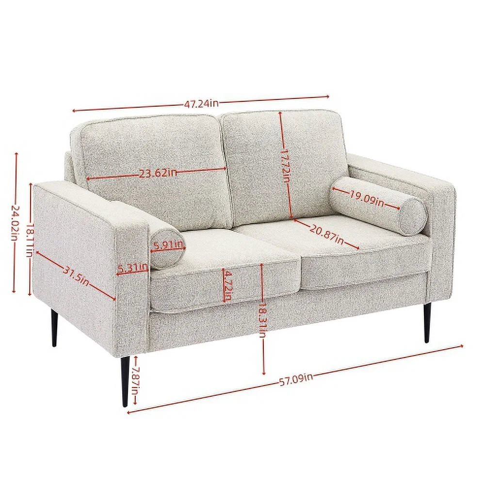 Large Upholstered Tufted Fabric Sofa Couch Beige R6390