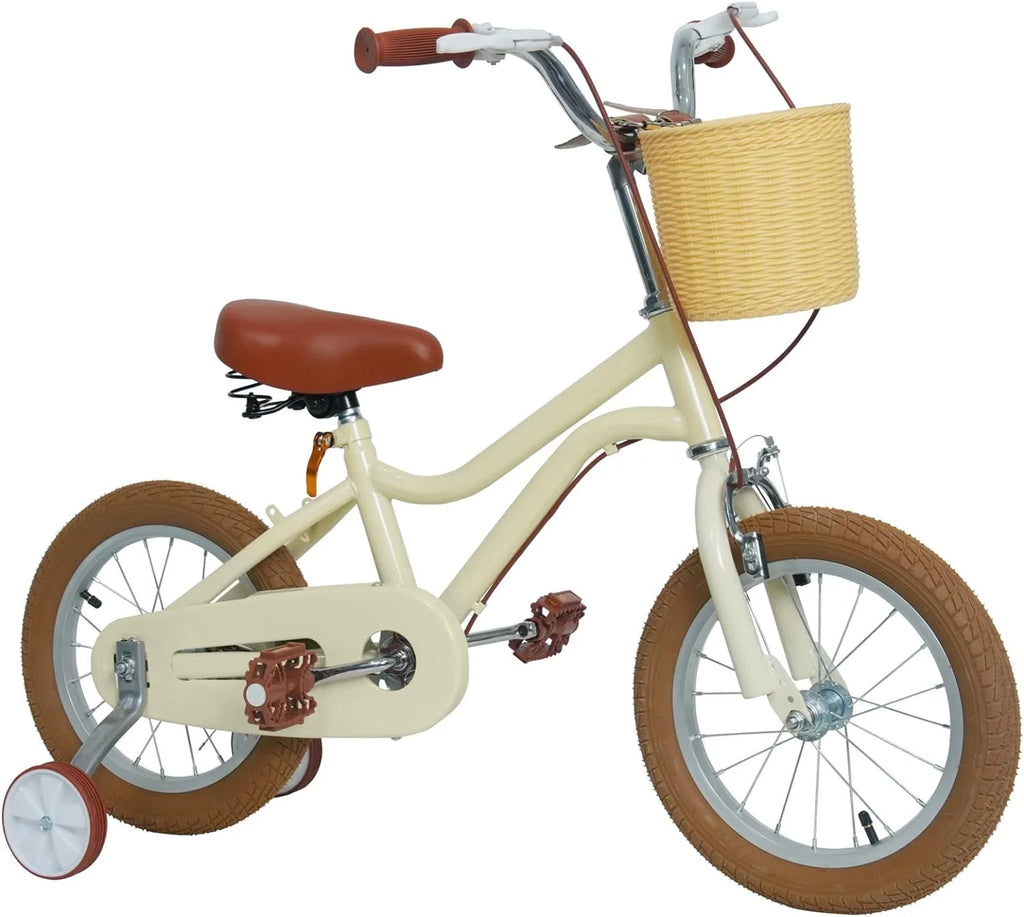 16 Inch Kids Bike with Handbrake Basket Training Wheels Yellow X295825