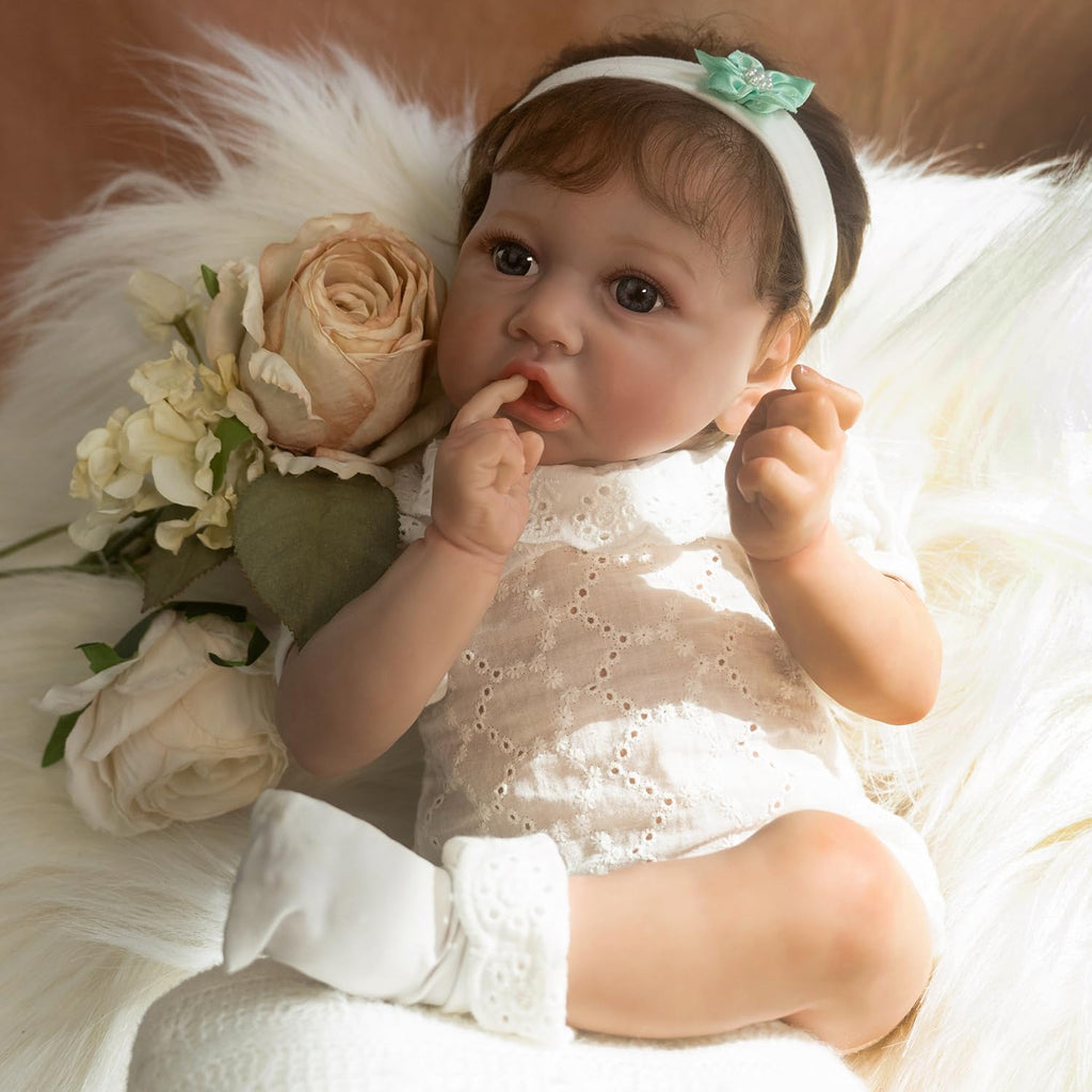 20 inch Handmade Vinyl Weighted Cloth Body Newborn Girl Doll U338197