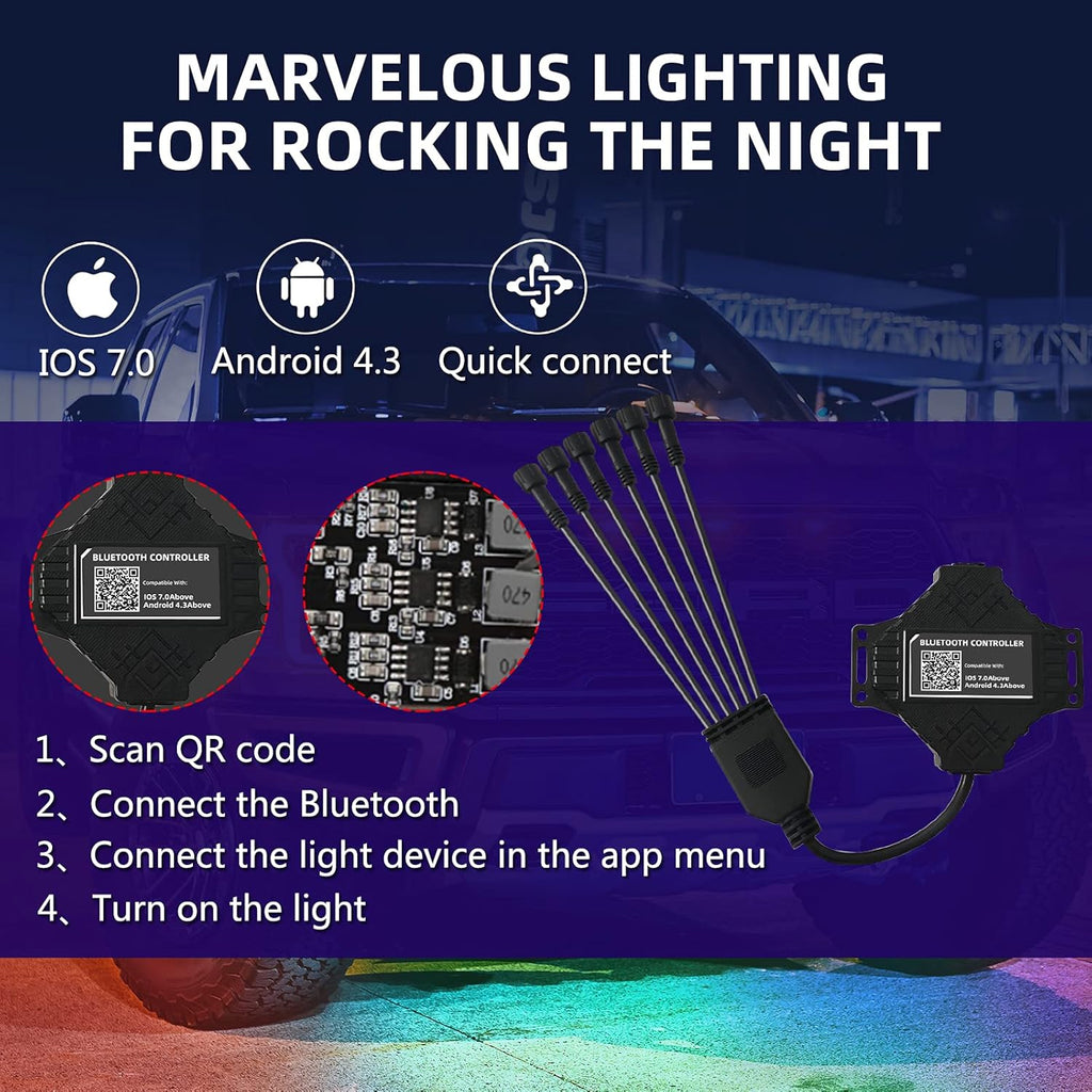 18 LEDs Multicolor Waterproof Aluminum Underglow Light Kit Pack of 2 I662341