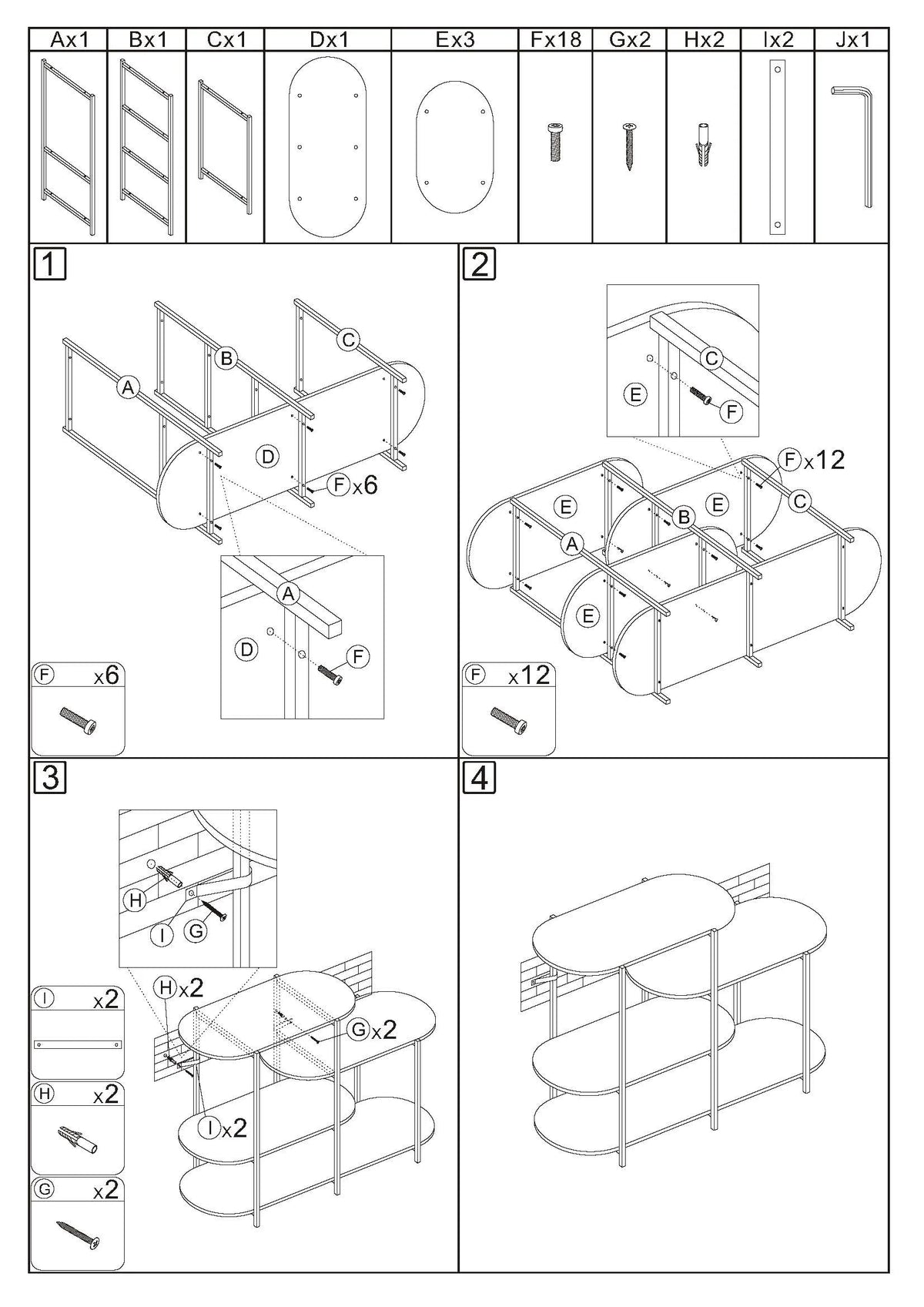 4-Tier Multi-Function Storage Shelf U816
