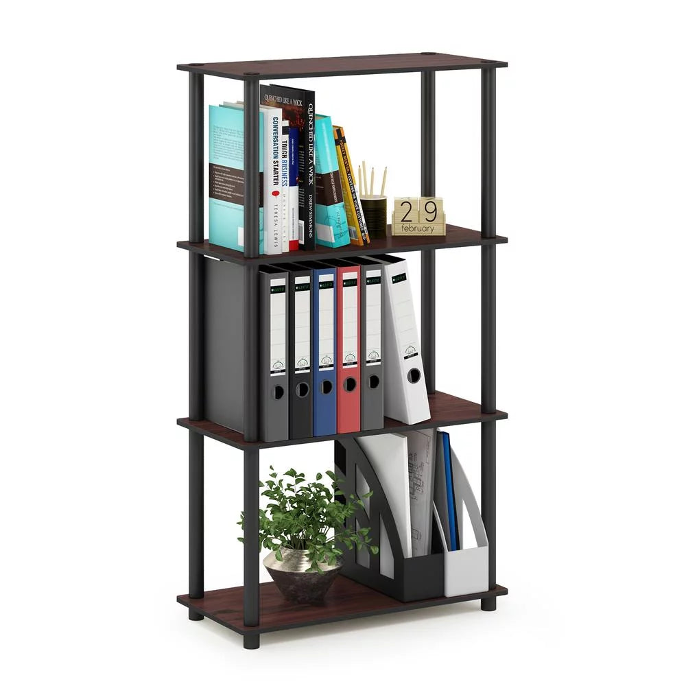 4-Tier Dark Cherry/Black Shelf Display Rack E95493