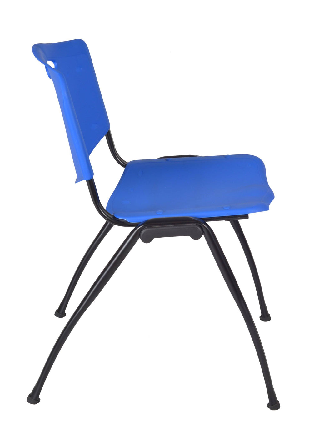 48x22 Round Breakroom Table Maple and 4 Stack Chairs Blue D357