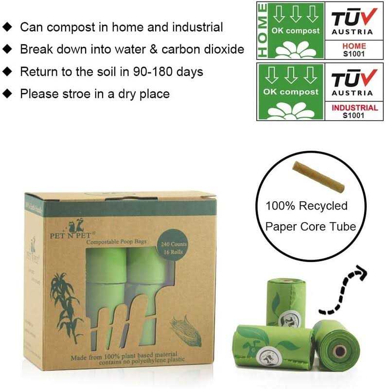 240 Count Compostable Unscented Dog Poop Bags H509