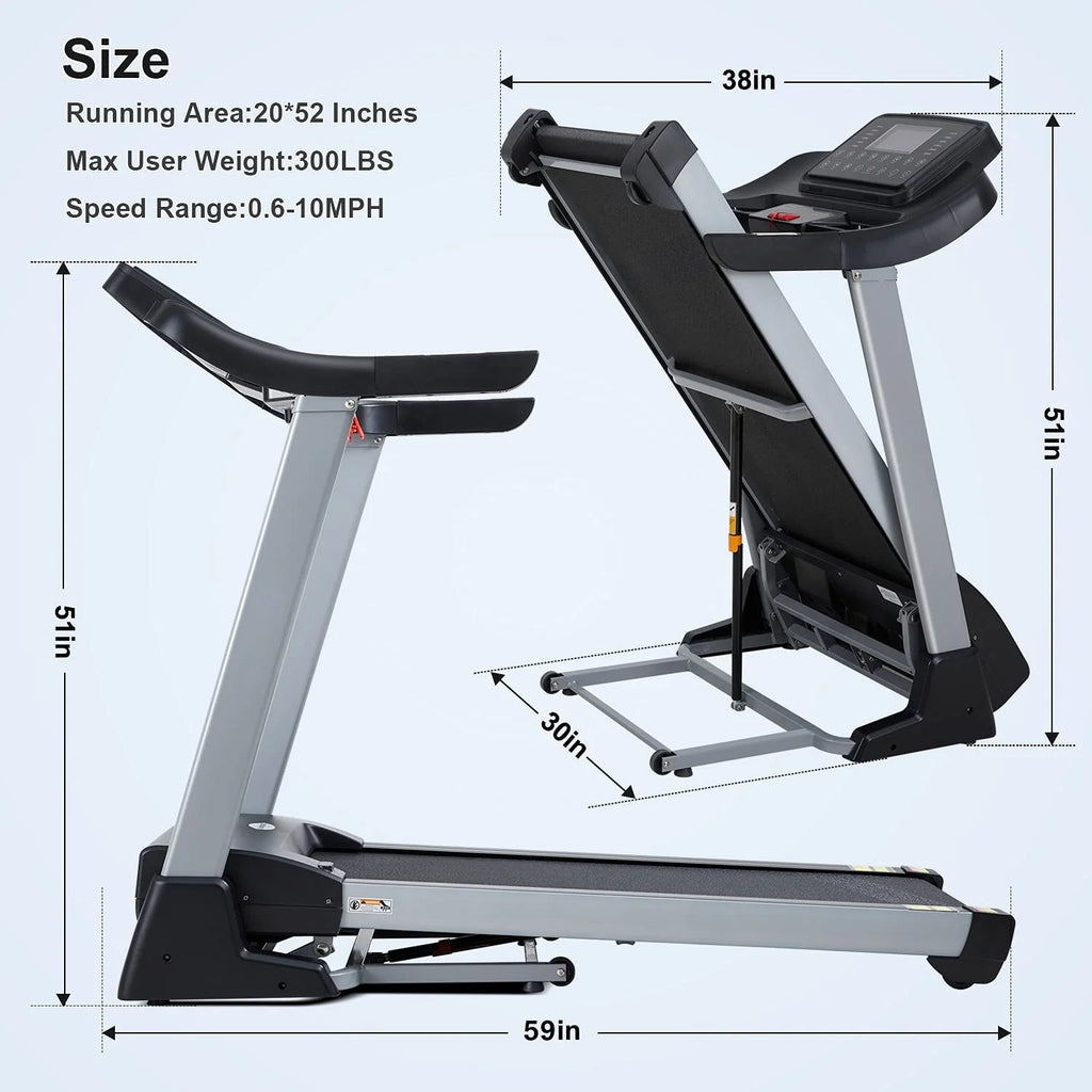 Folding Treadmill with 15 Preset Exercise Programs P719