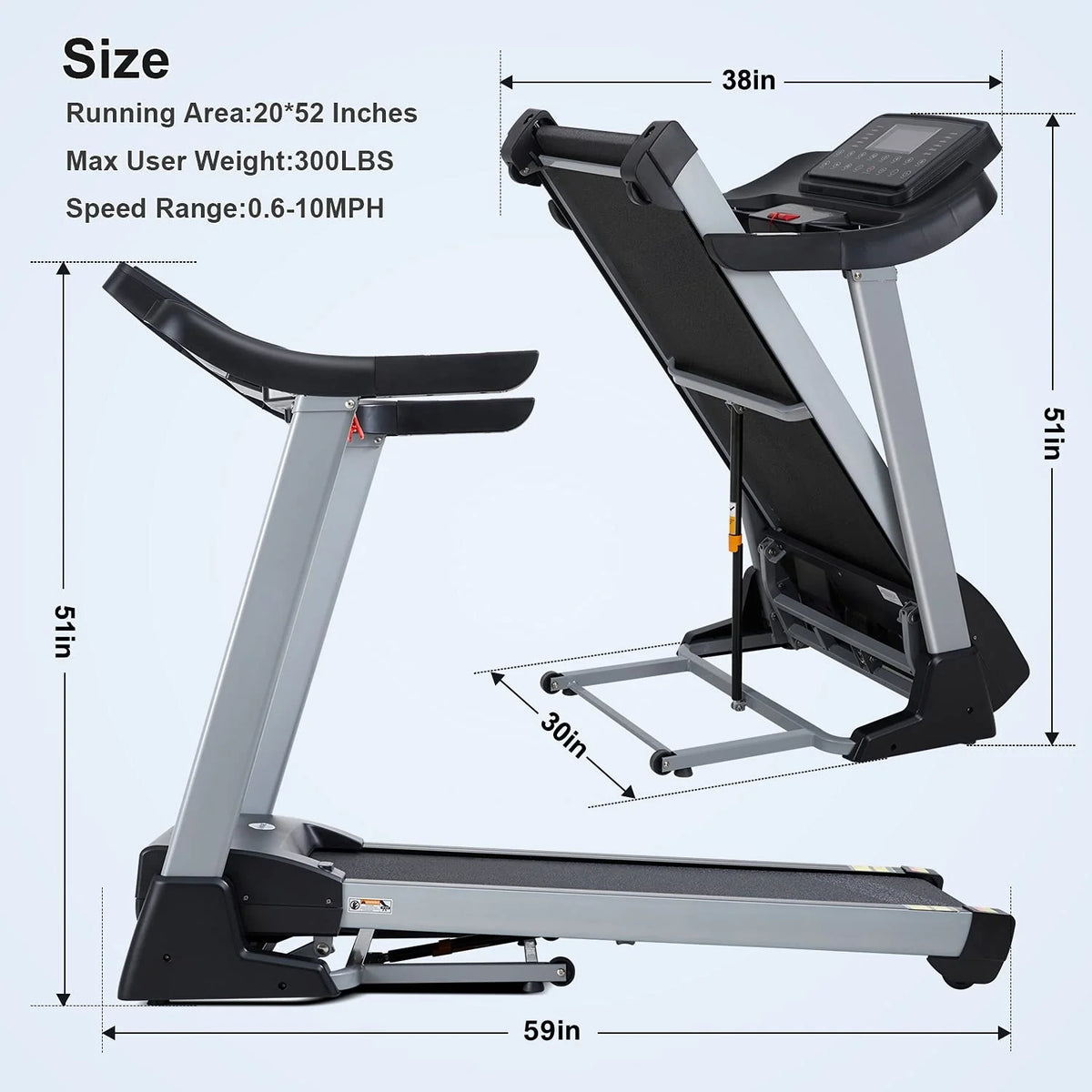 Folding Treadmill with 15 Preset Exercise Programs P719