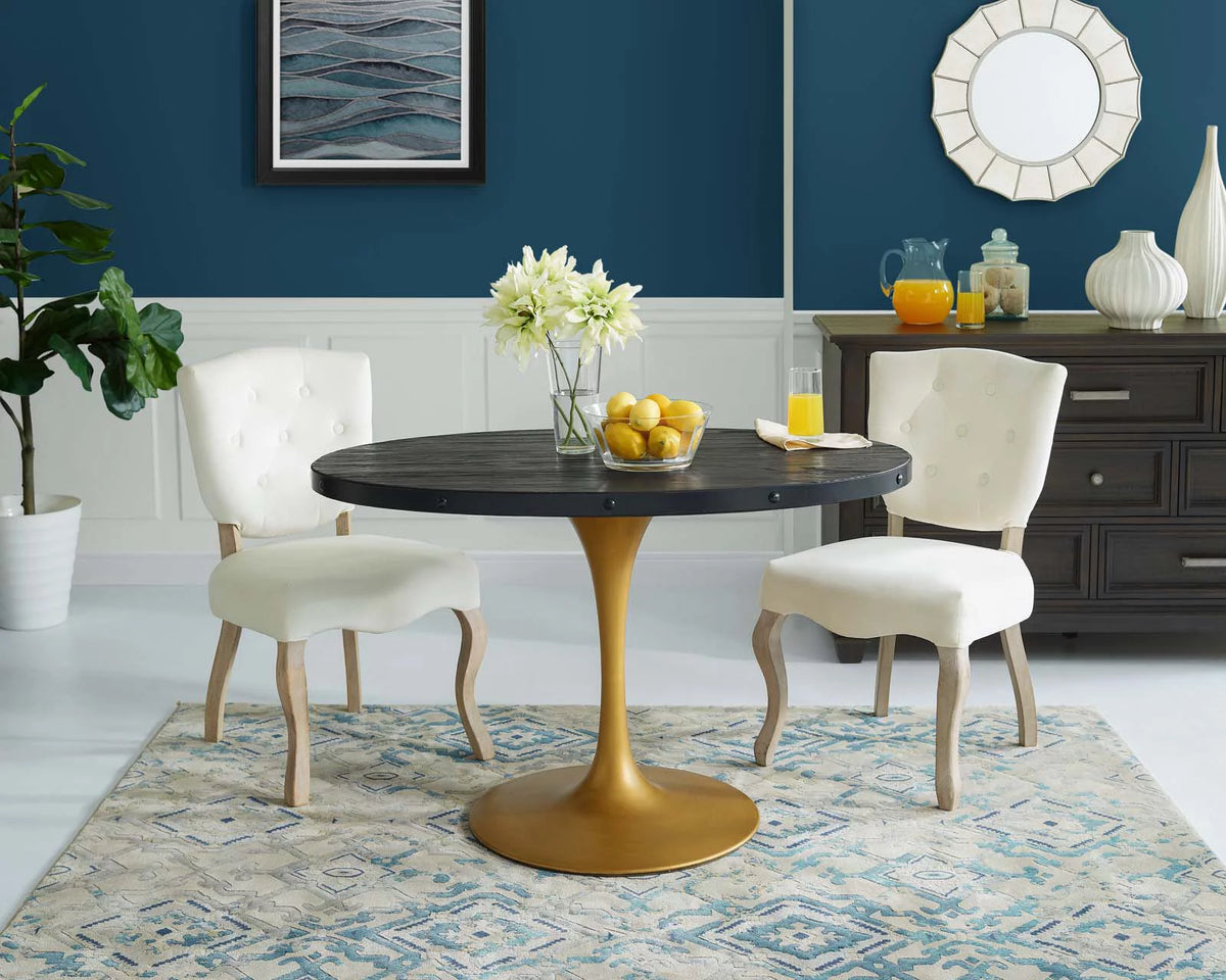 Black Gold Oval Wood Dining Table D908
