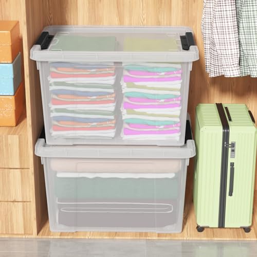4-Pack 50 L Wheeled Clear Plastic Storage Bin with Lid M61791