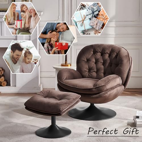 Velvet Swivel Accent Chair with Ottoman Set C234