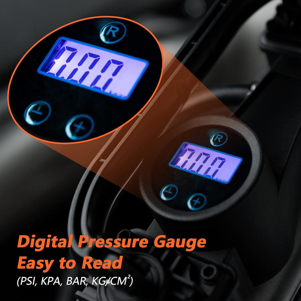 12V Double Cylinder Portable Air Compressor Tire Inflator with Pressure Gauge F387