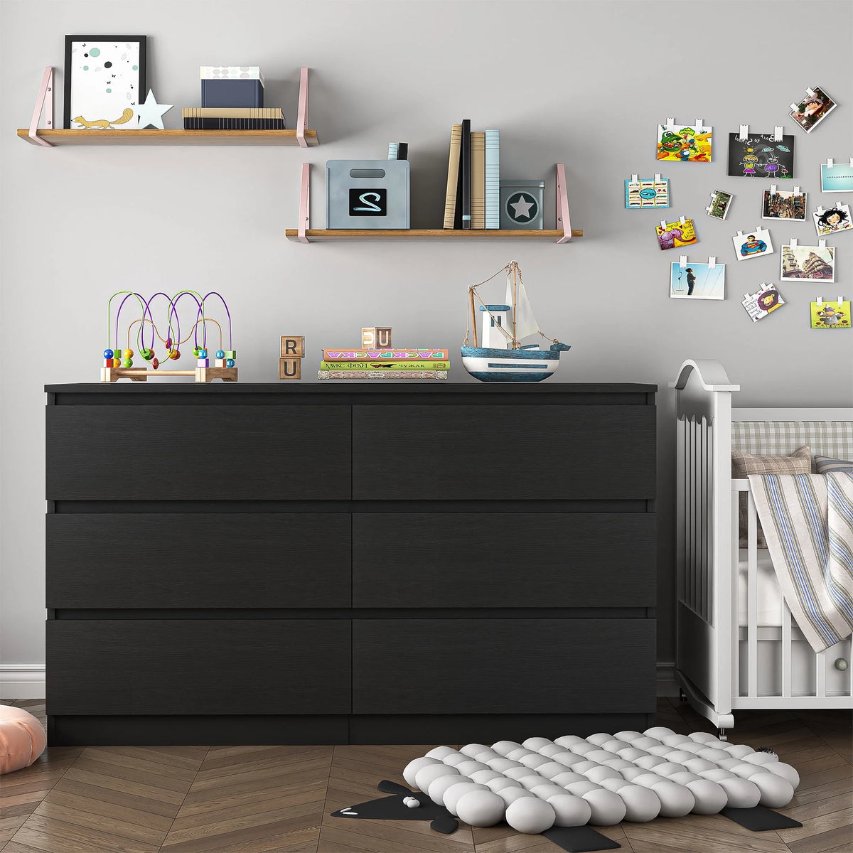 White 6 Drawer Dresser N93364