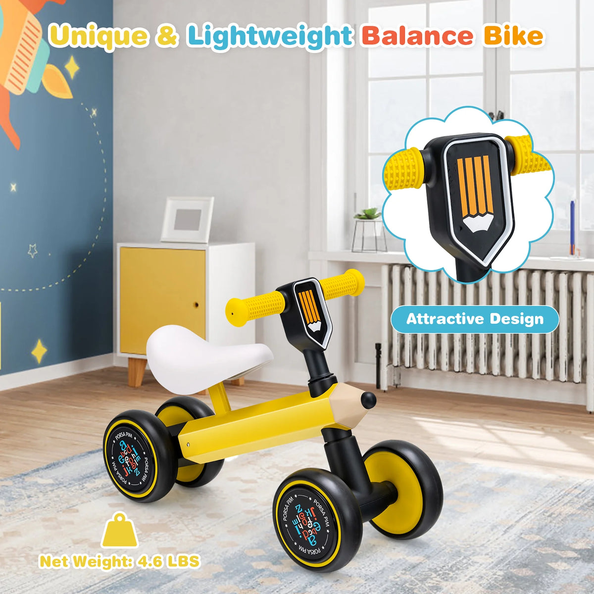 Yellow No Pedal Balance Bike T310