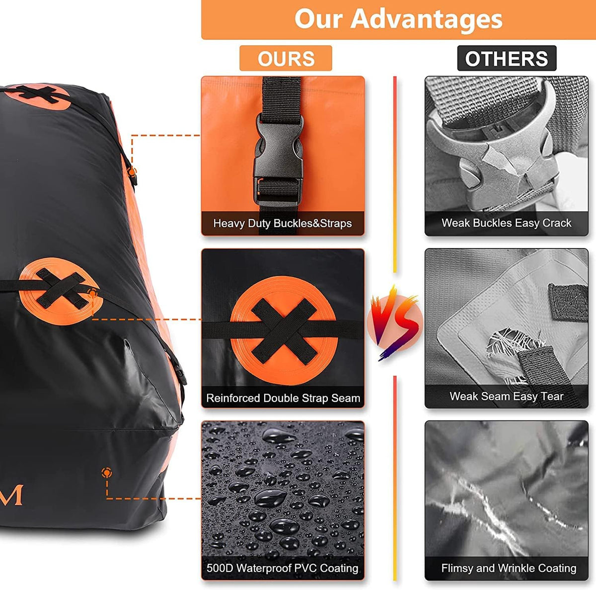 15 and 20 Cubic Feet Waterproof Rooftop Cargo Carrier Bag G5148
