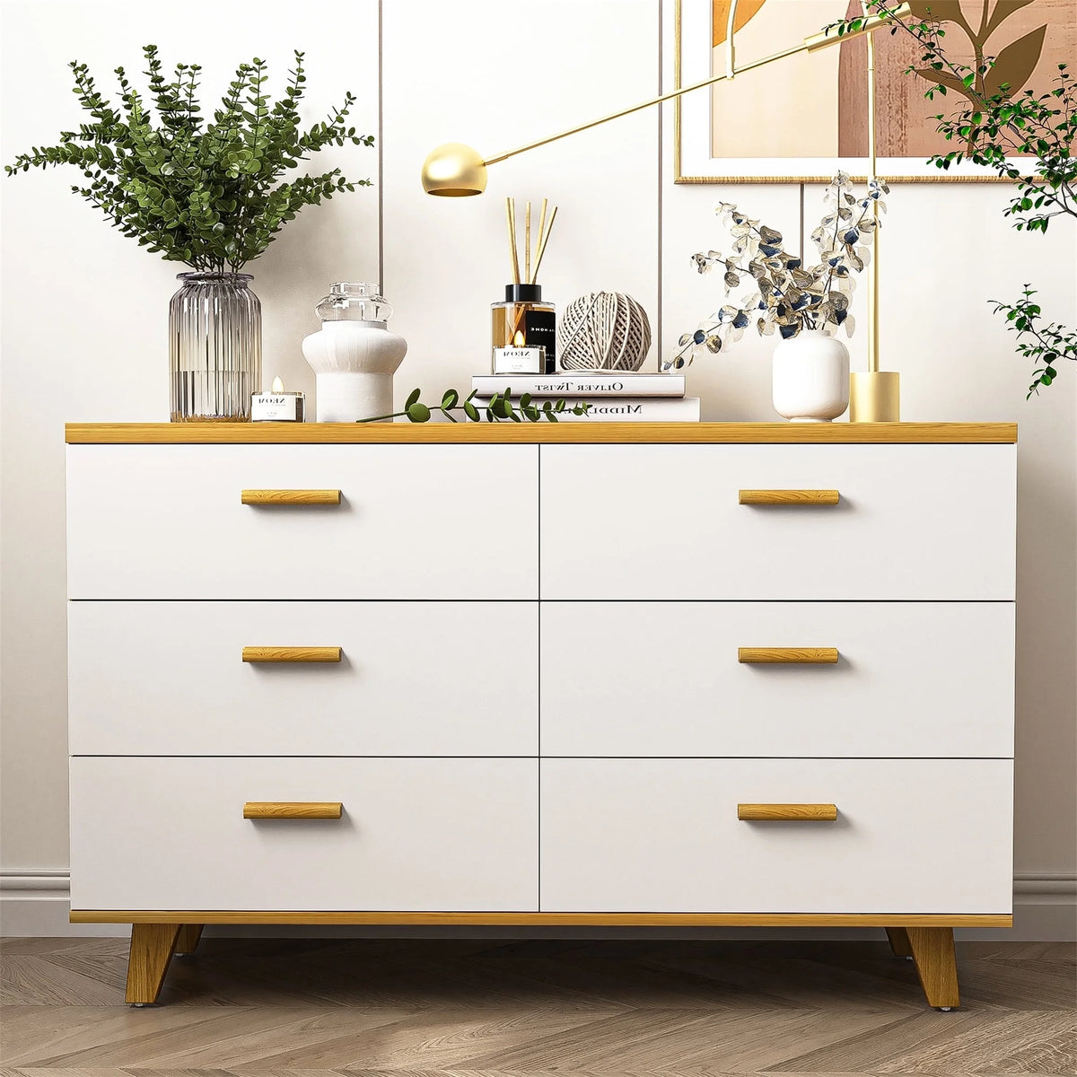 White 6 Drawer Dresser N93364