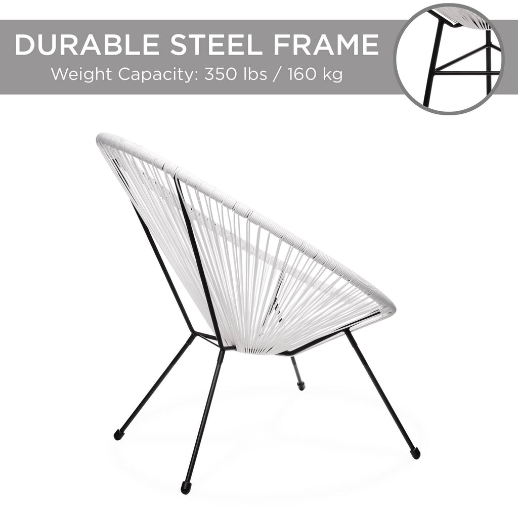 3-Piece All-Weather Patio Bistro Furniture Set with Rope Glass Top Table K28487