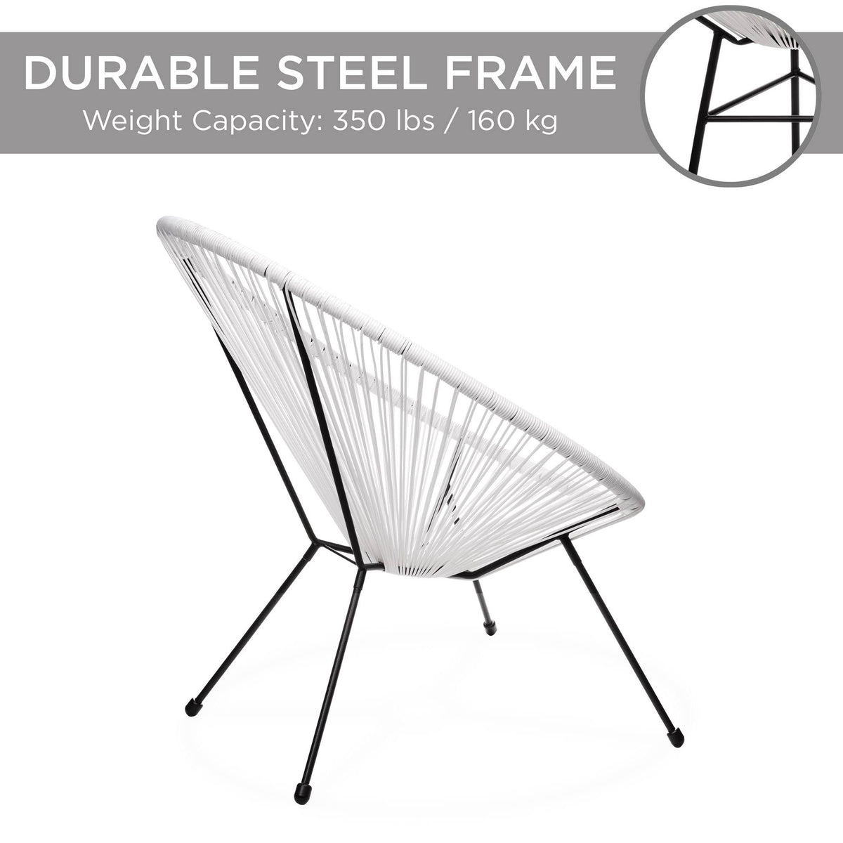3-Piece All-Weather Patio Bistro Furniture Set with Rope Glass Top Table K28487