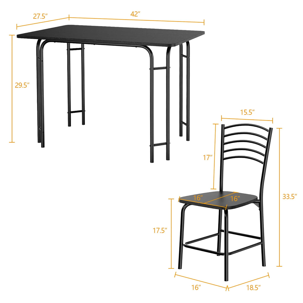 5 Pcs Modern Dining Table Set 4 Chairs Steel Frame Black N851037