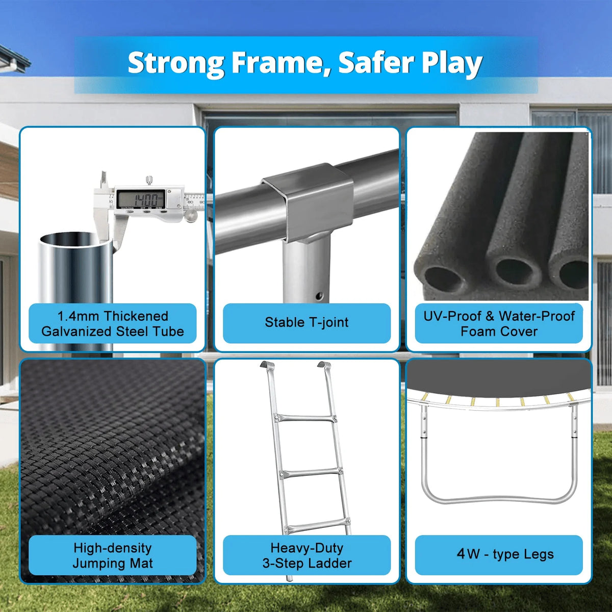 16FT Outdoor Trampoline with Basketball Hoop and Ladder P9438