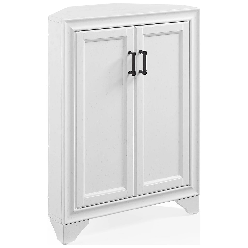 Distressed White Corner Storage Cabinet A5985