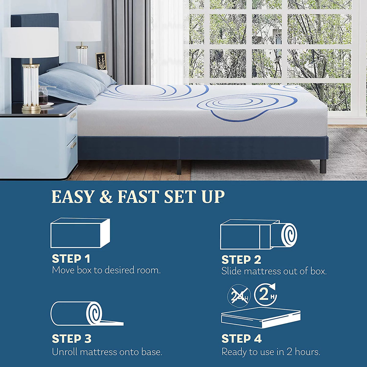 King 8 Inch Bamboo Charcoal Gel Memory Foam Mattress O859254