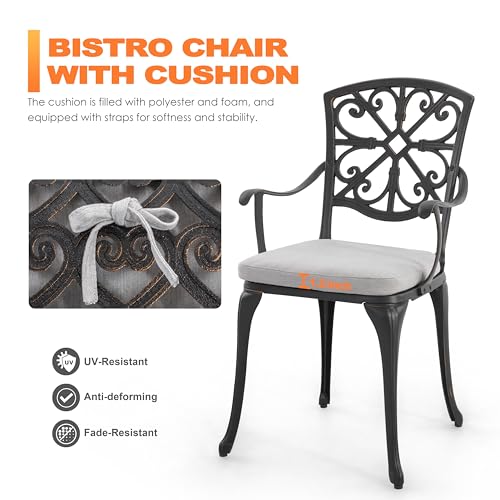 3 Piece Cast Aluminum Bistro Set with Umbrella Hole T168895