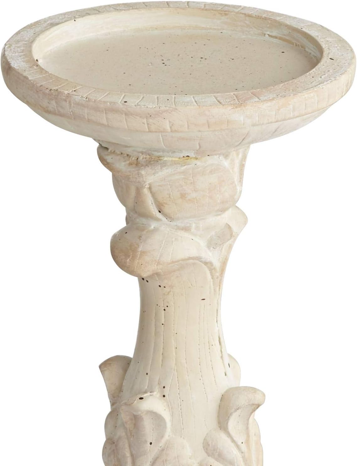 Whitewashed Carved Pillar Candle Holders Set of 3 K8787