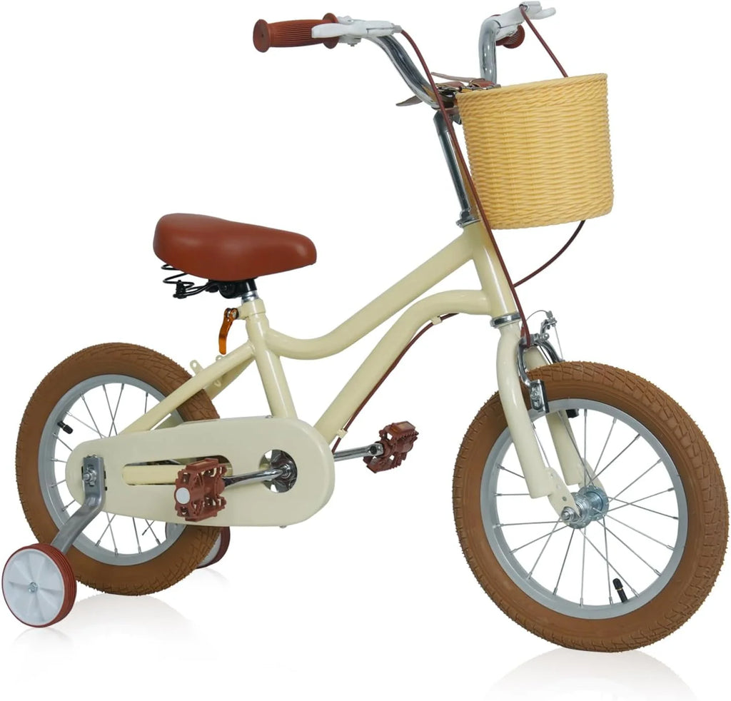 16 Inch Kids Bike with Handbrake Basket Training Wheels Yellow X295825