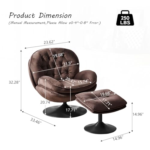 Velvet Swivel Accent Chair with Ottoman Set C234
