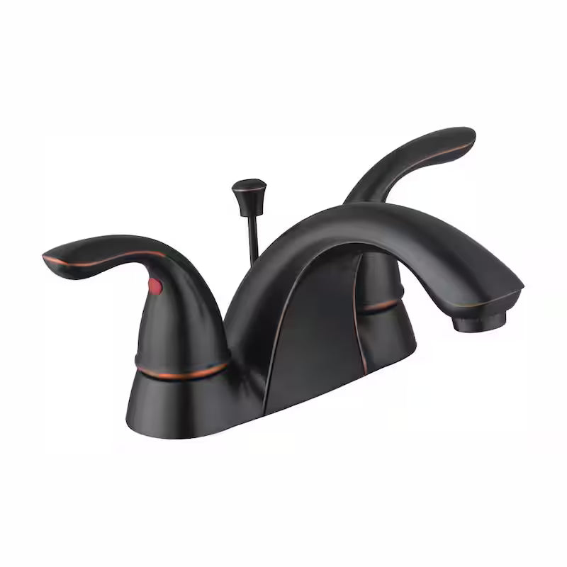 4 in. Double Handle Low-Arc Bathroom Faucet in Bronze C4707