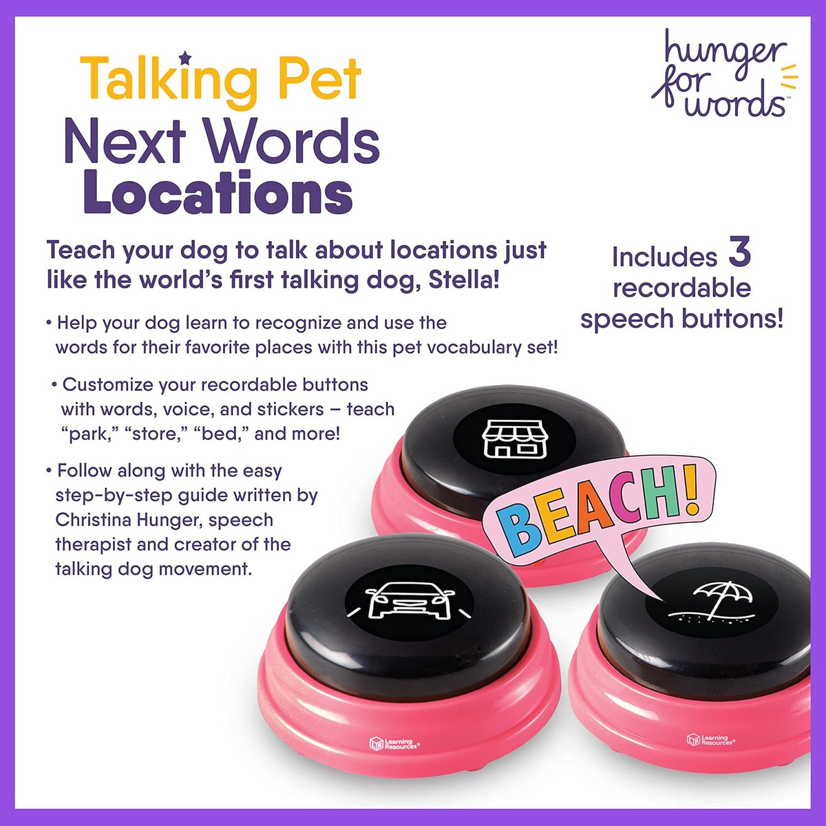 3 Piece Set of Recordable Speech Buttons for Dogs R148