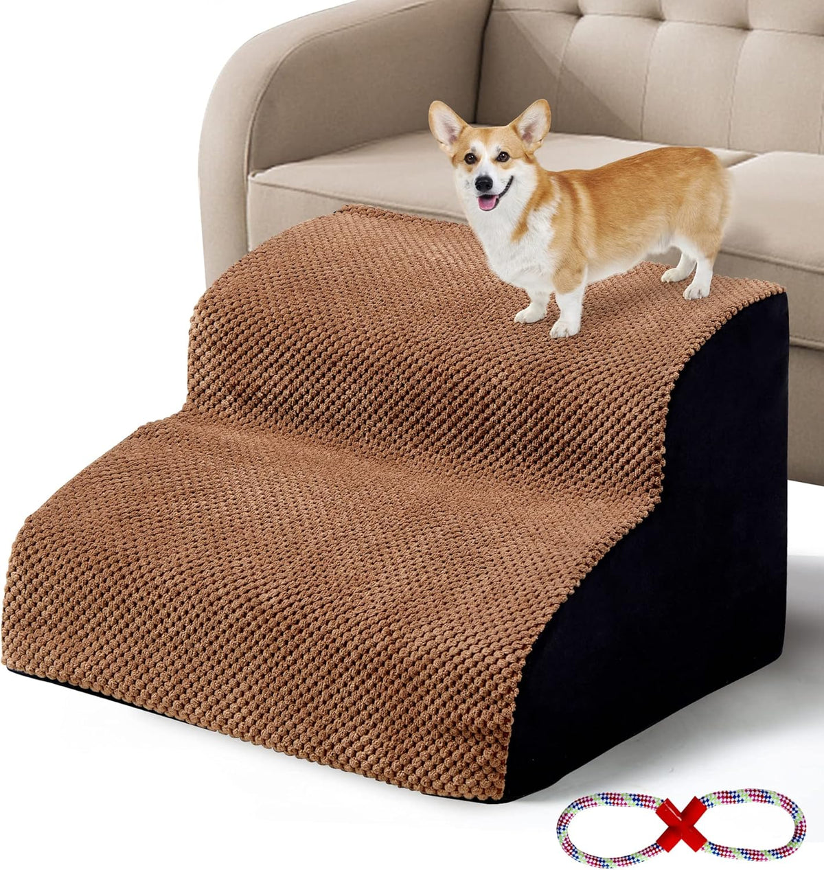 2 Tiers Non-Slip Foam Dog Ramps X603