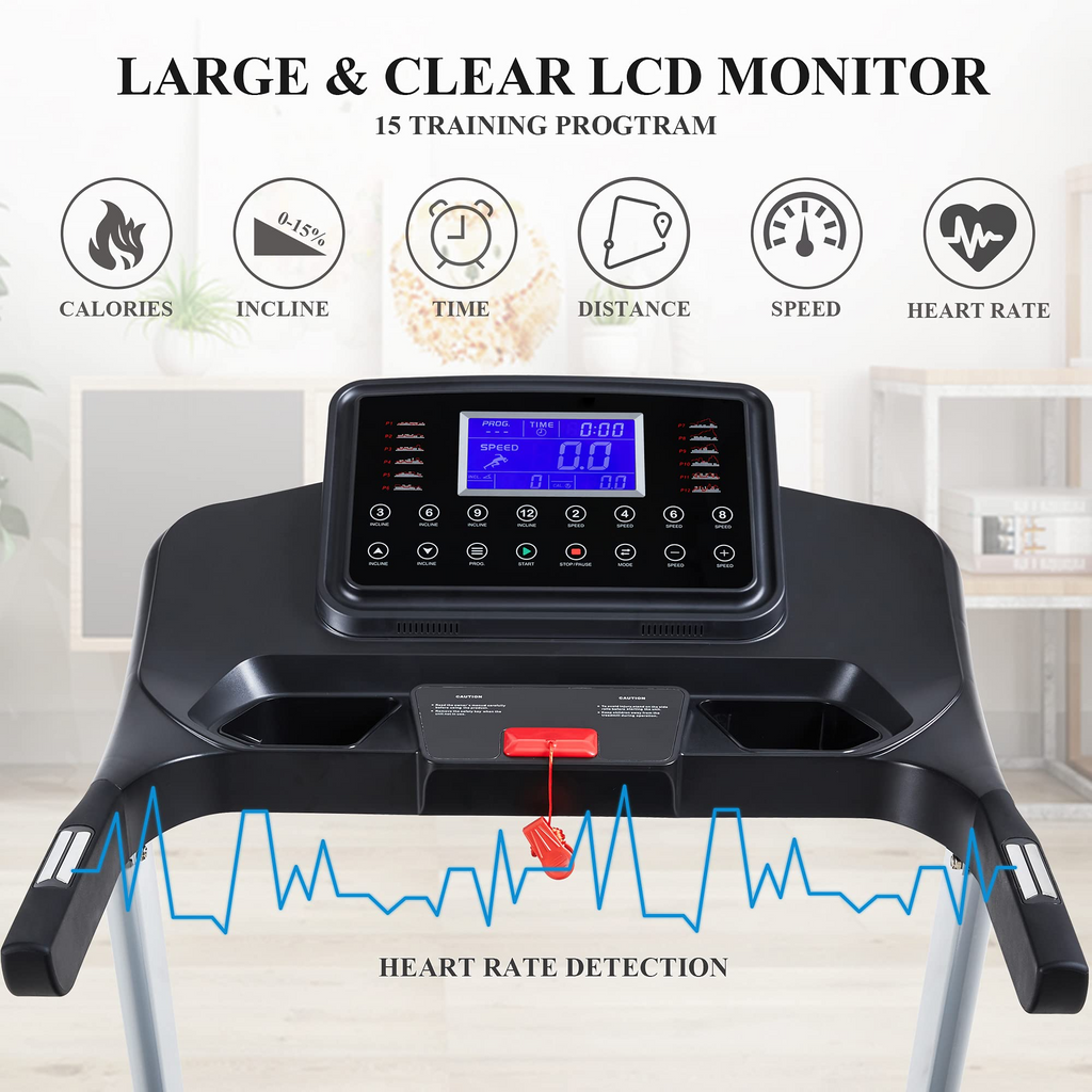 Folding Treadmill with 15 Preset Exercise Programs P719
