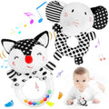 2PCS Black and White Soft Plush Baby Rattles J97893