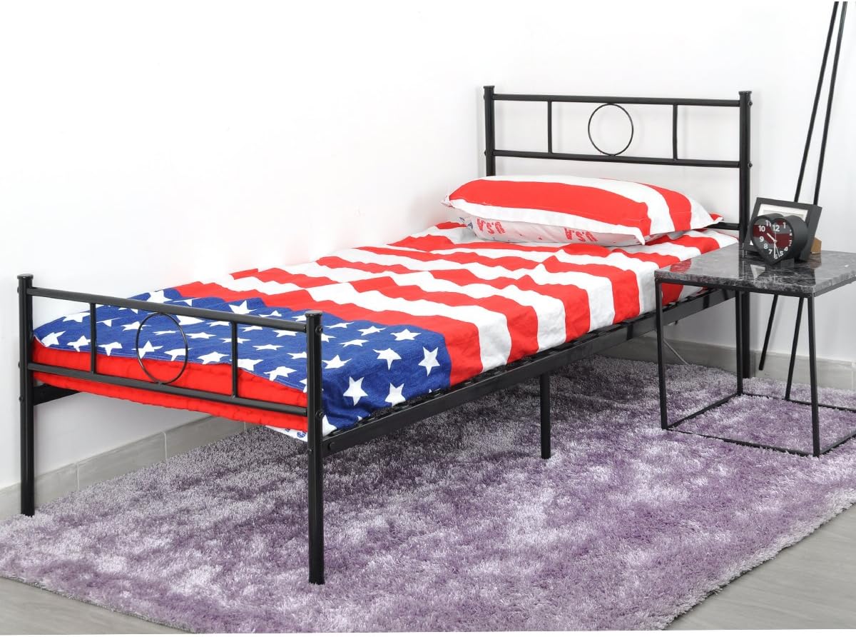 Black Metal Twin Size Bed Frame with Headboard and Footboard N236811