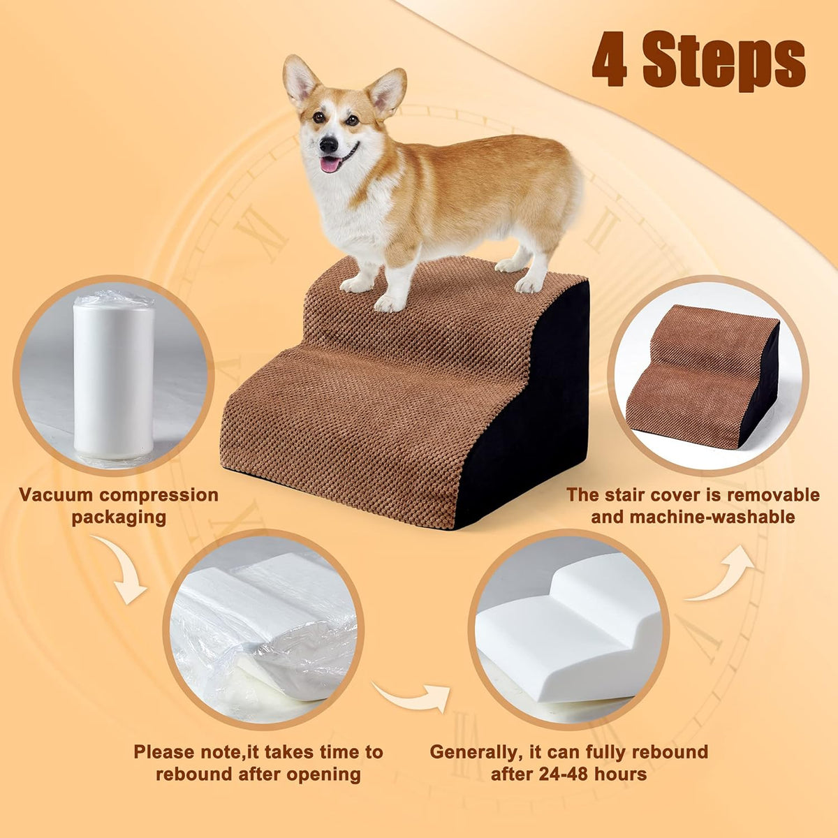 2 Tiers Non-Slip Foam Dog Ramps X603