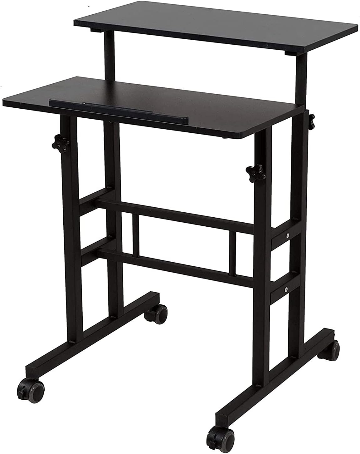 2 Inches Carpet Wheels Mobile Standing Desk Height Adjustable Oak N3342