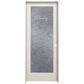 28 in. x 80 in. Left Hand Frosted Glass Primed Wood Single Prehung Interior Door Q922163