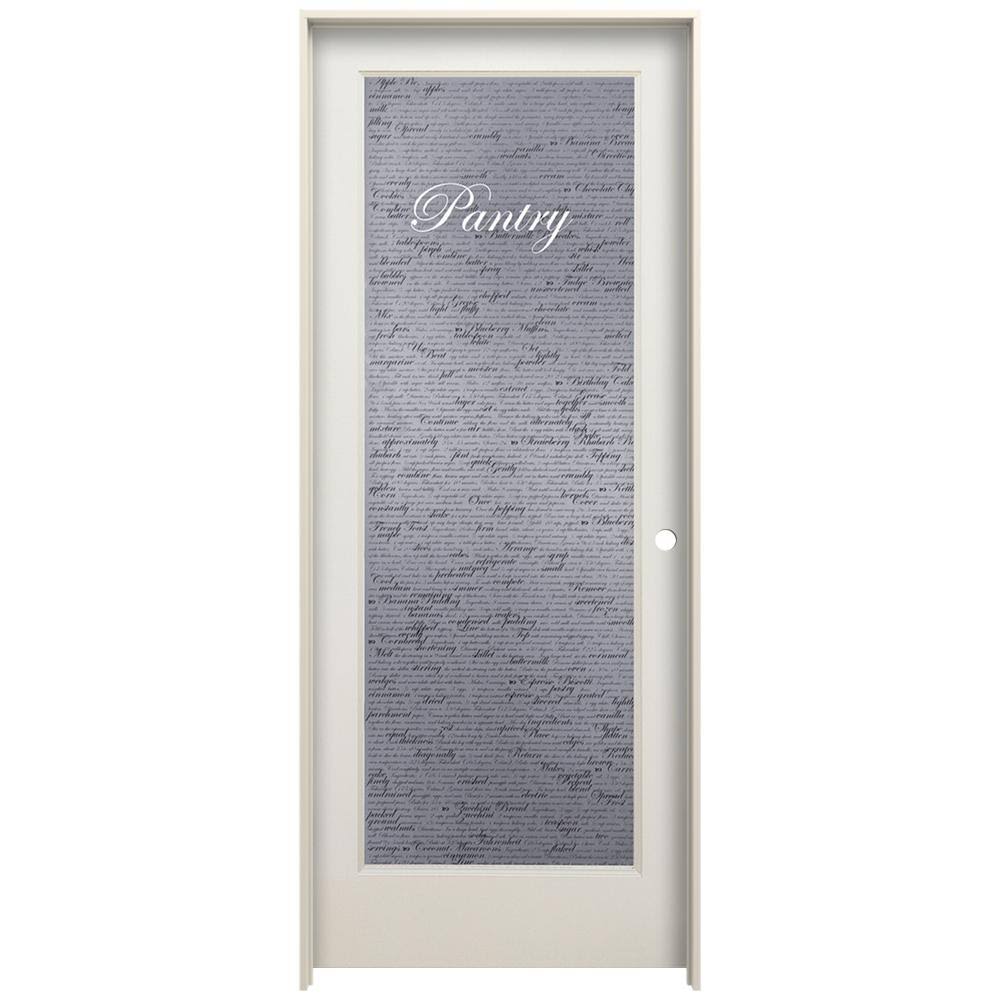 28 in. x 80 in. Left Hand Frosted Glass Primed Wood Single Prehung Interior Door Q922163
