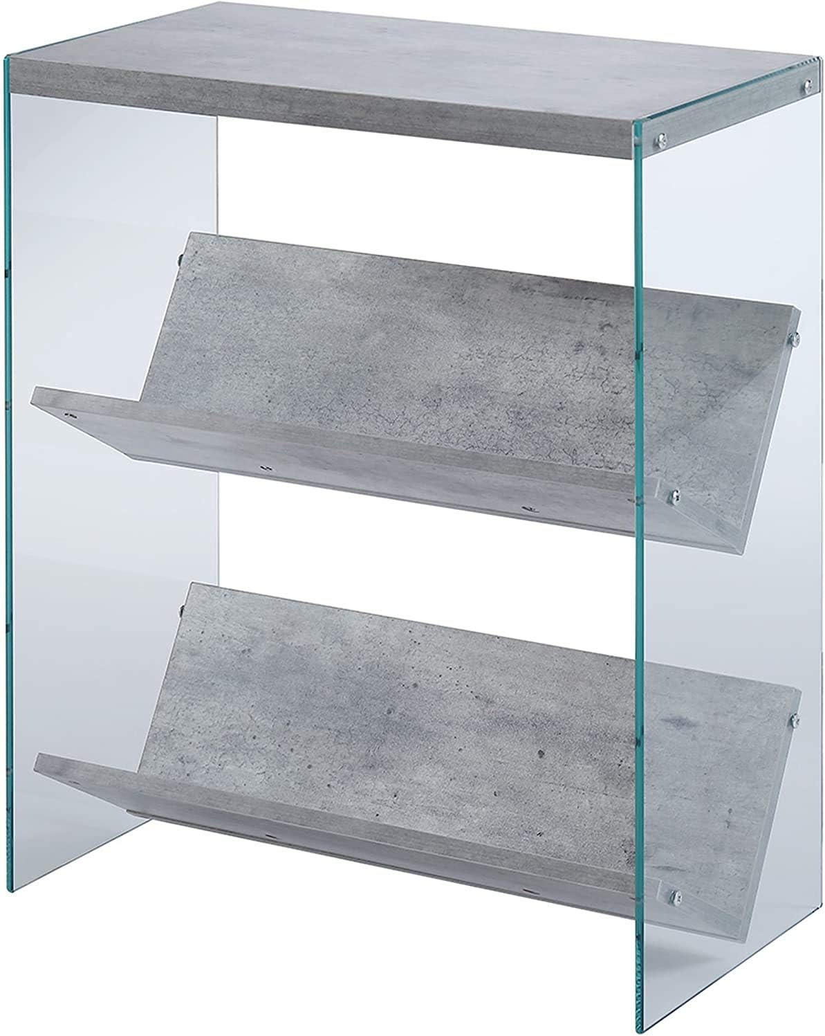 Weathered Gray Glass Bookcase D95429