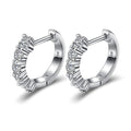 Moissanite Hoop Earrings, Sterling Silver Earrings Plated 18K White Gold F14588