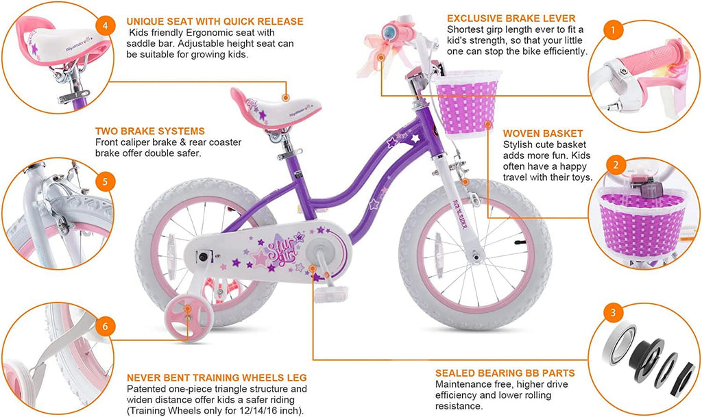 Blue 16 In. Kids Bike with Training Wheels and Basket D553