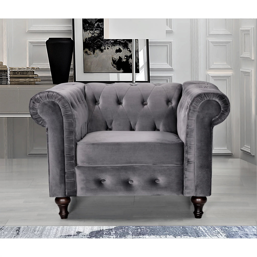 Grey Velvet Chesterfield Chair G900