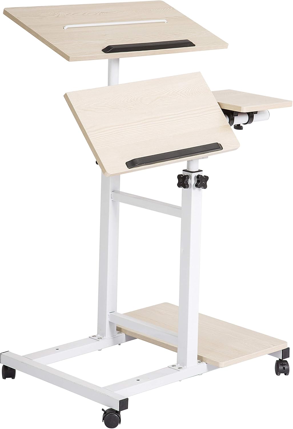 2 Inches Carpet Wheels Mobile Standing Desk Height Adjustable Oak N3342