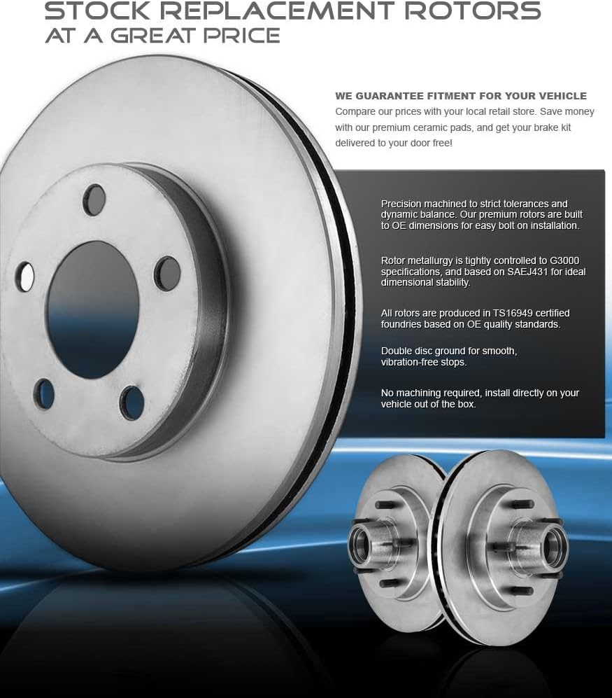 280.8 mm 5 Lug Brake Disc Rotors + Metallic Brake Pads B33020