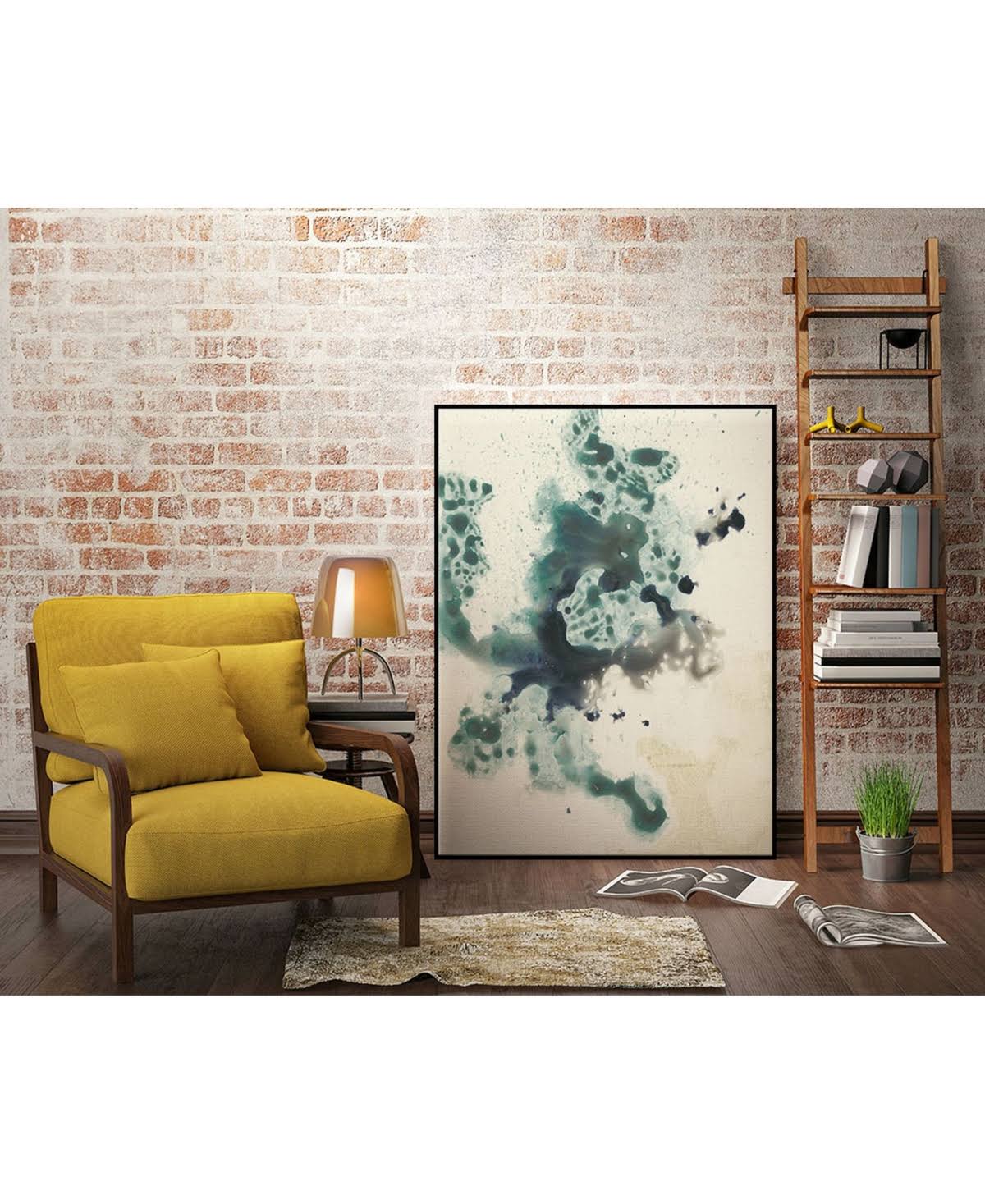36x22 x 24x22 Teal Framed Canvas A217347