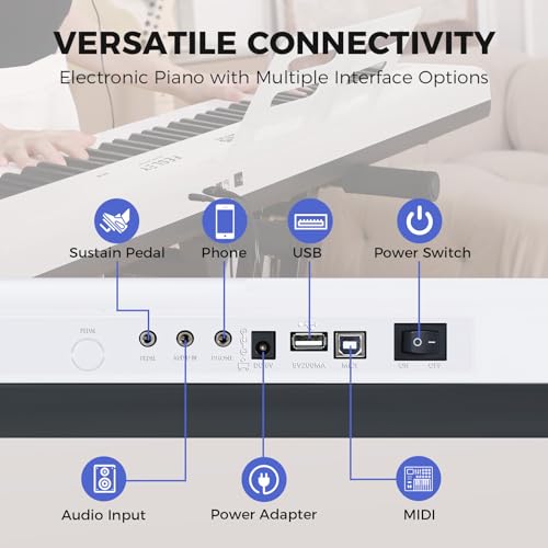 88 Key Full-Size Digital Piano Keyboard, Black Y68447