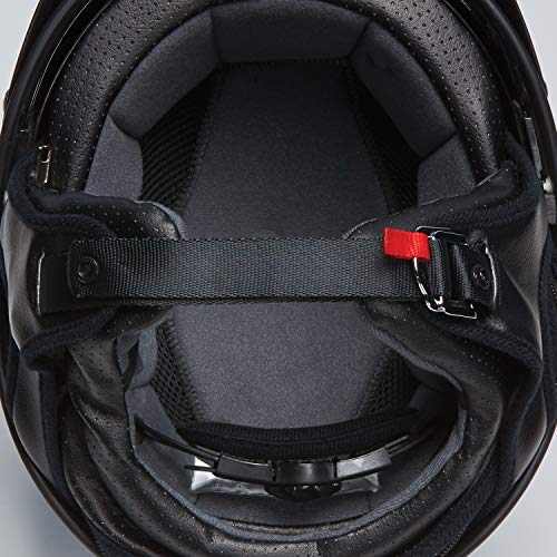 Black Half Helmet with Retro Racing Stripe B85929