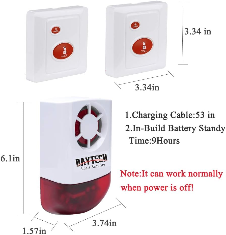 800ft Waterproof Remote Emergency Strobe Siren Alarm Kit with 1 Red Flashing Siren + 4 Call Buttons L11420
