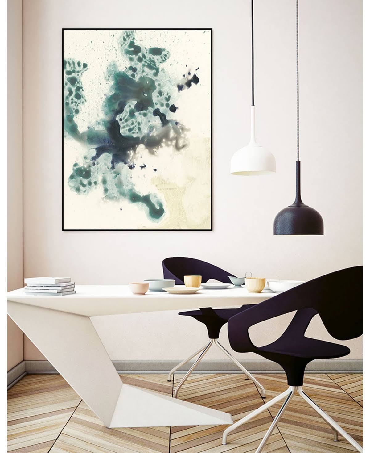 36x22 x 24x22 Teal Framed Canvas A217347