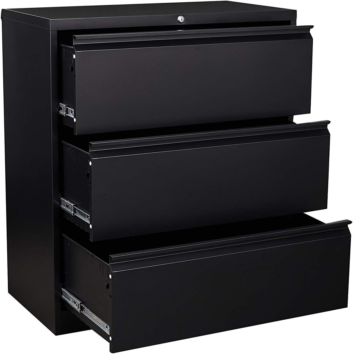 White 3 Drawer Metal Lateral File Cabinet with Lock H101497